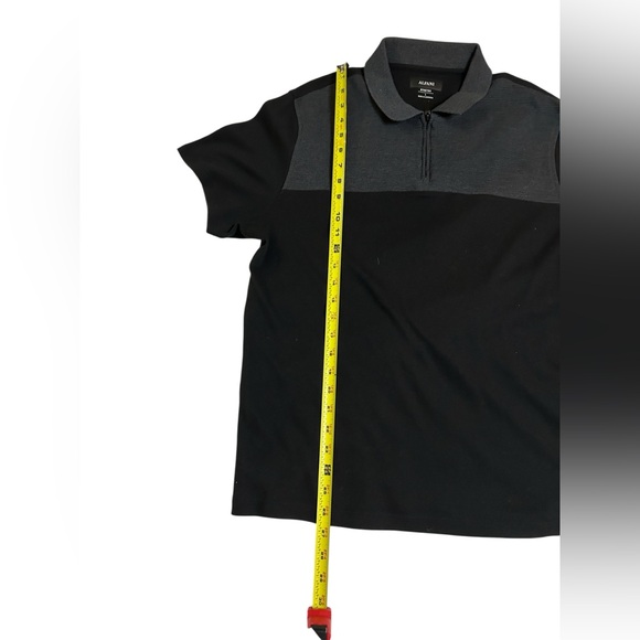 Alfani Men's Two-toned 1/4th Zip Black and Gray Polo Short Sleeve Shirt | Large - Picture 5 of 9